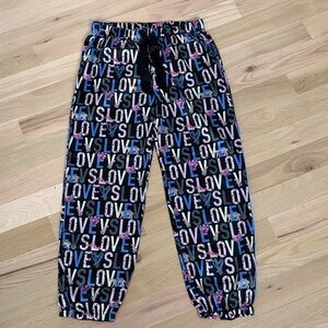 Victorias Secret Satin Colorful Love Print Jogger Pants Small